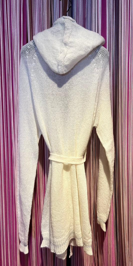 Pink memories cardigan con cappuccio bianco