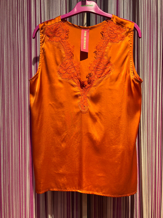 Pink memories top arancio spalla larga