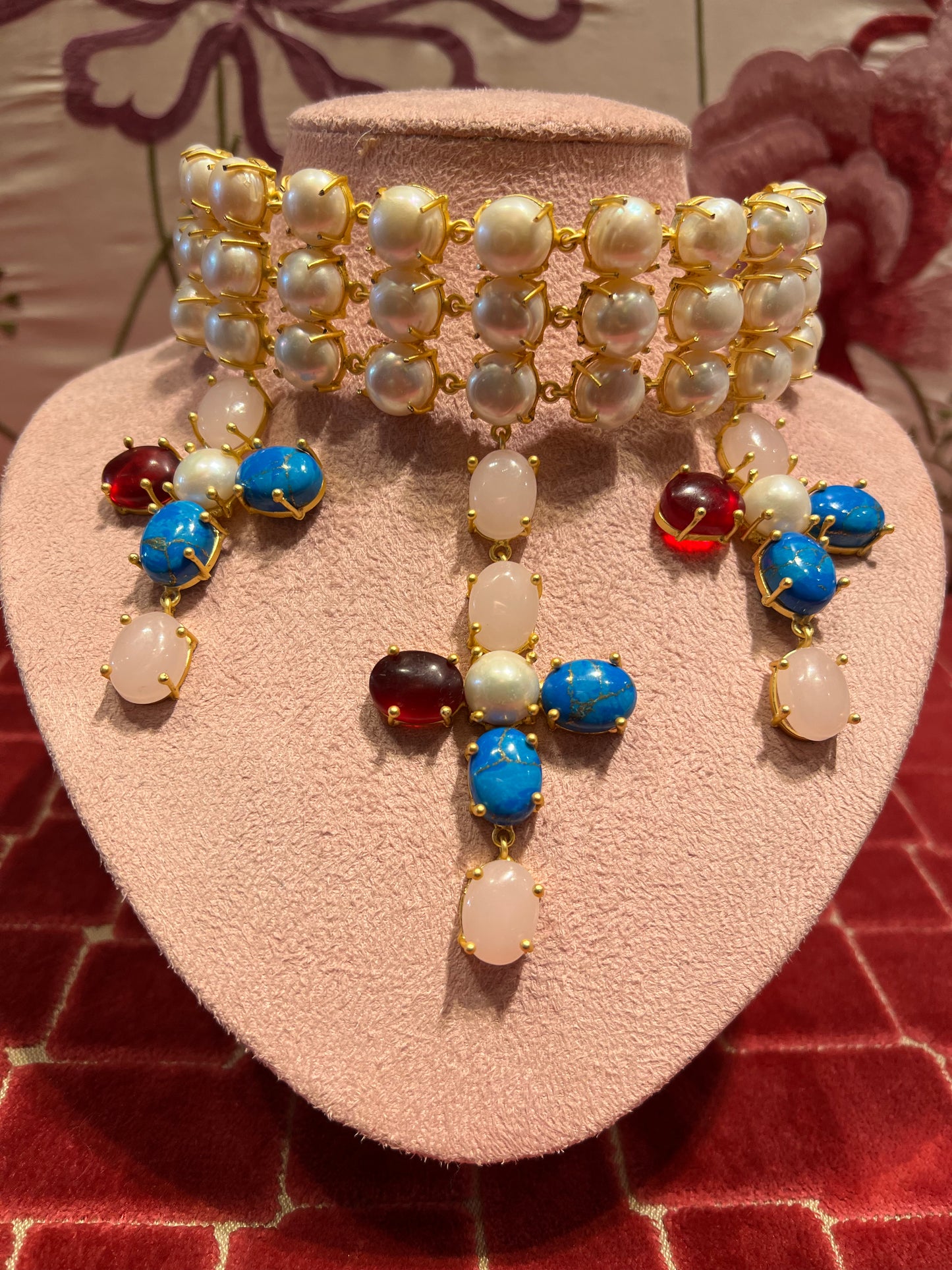 Miriam stella choker perle e croci colorate