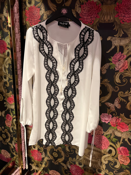 Clo’h camicia bianca con pizzo sconto 50%